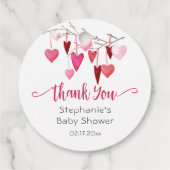 Pink Hearts Baby shower Bedankt Bedankjes Labels (Achterkant)