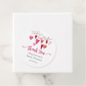 Pink Hearts Baby shower Bedankt Bedankjes Labels (In situ)