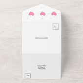 Pink Hearts Baby shower Invitation All In One Uitnodiging (Buitenkant)