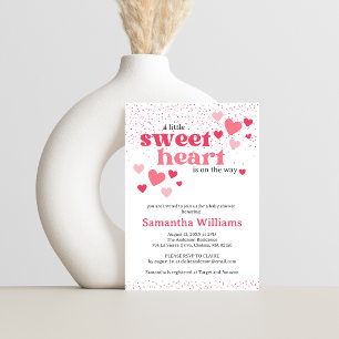 Pink Hearts Baby shower Invitation Kaart