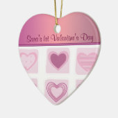 Pink Hearts Baby's eerste Valentijnsdag foto Keramisch Ornament (Links)