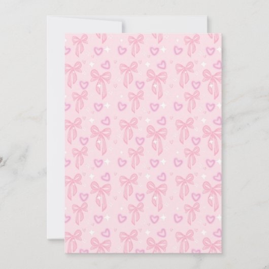 Pink Hearts & Bows Invitation Kaart (Voorkant)