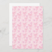 Pink Hearts & Bows Invitation Kaart (Voorkant / Achterkant)