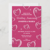 Pink Hearts bubble bruiloft Jubileum Kaart (Voorkant)