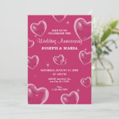 Pink Hearts bubble bruiloft Jubileum Kaart (Staand voorkant)