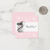 Pink Hearts Bunny Dank je wel Kaarten Notitiekaartje (Voorkant / Achterkant in situ)