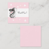 Pink Hearts Bunny Dank je wel Kaarten Notitiekaartje (Voorkant / Achterkant)