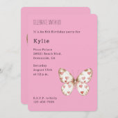 Pink Hearts Butterfly Verjaardag Kaart (Voorkant / Achterkant)