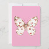 Pink Hearts Butterfly Verjaardag Kaart (Achterkant)
