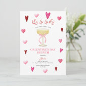 Pink Hearts & Champagne Glass Girls’ Night Kaart (Staand voorkant)