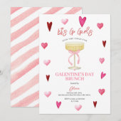 Pink Hearts & Champagne Glass Girls’ Night Kaart (Voorkant / Achterkant)