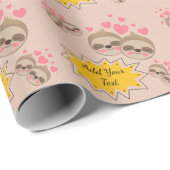 Pink Hearts Cute Sloth Pattern Baby shower Party Cadeaupapier (Rol Hoek)