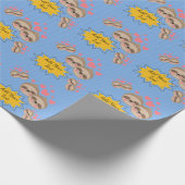 Pink Hearts Cute Sloth Pattern Baby shower Party Cadeaupapier (Hoek)