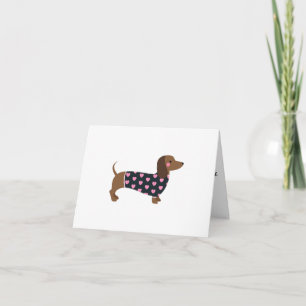 PINK HEARTS DACHSHUND WENSKAART KAART