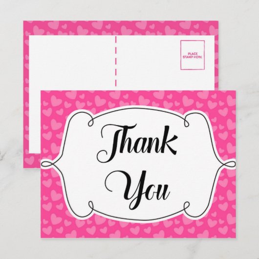 Pink Hearts - Dankjewel Card Briefkaart (Voorkant / Achterkant)