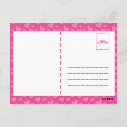 Pink Hearts - Dankjewel Card Briefkaart (Achterkant)