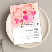 Pink Hearts: de feestuitnodiging van Modern Valent Kaart