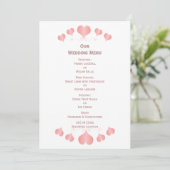 Pink Hearts Design Wedding Menu (Staand voorkant)
