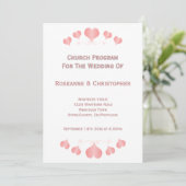 Pink Hearts Design Wedding Programmakaart (Staand voorkant)