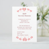 Pink Hearts Design Wedding RSVP Kaartje (Staand voorkant)
