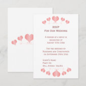 Pink Hearts Design Wedding RSVP Kaartje (Voorkant / Achterkant)