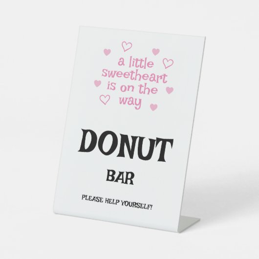 Pink hearts Donut Bar Shower  Reclamebord Met Voetstuk (Voorkant)
