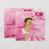 Pink Hearts en Rozen Afro-Amerikaans Baby shower Kaart (Voorkant / Achterkant)
