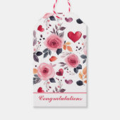 Pink Hearts en Rozen gefeliciteerd Cadeaulabel (Voorkant)