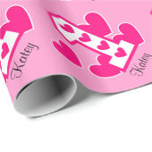 PINK HEARTS First Birthday Custom V05F2 Cadeaupapier (Rol Hoek)