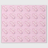 PINK HEARTS First Birthday Custom V05F Cadeaupapier (Vlak)