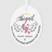 Pink Hearts First Christmas Without Angel Photo Ornament (voorkant)