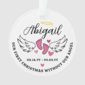 Pink Hearts First Christmas Without Angel Photo Ornament (voorkant)