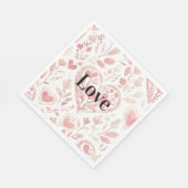 Pink Hearts Floral Love Bridal Shower Servet (Hoek)