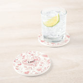 Pink Hearts Floral Love Zandsteen Onderzetter (Zijkant)