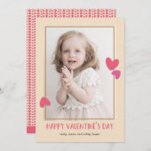 Pink Hearts Foto Valentijnsdag Kaart (Voorkant / Achterkant)
