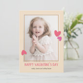 Pink Hearts Foto Valentijnsdag Kaart (Staand voorkant)