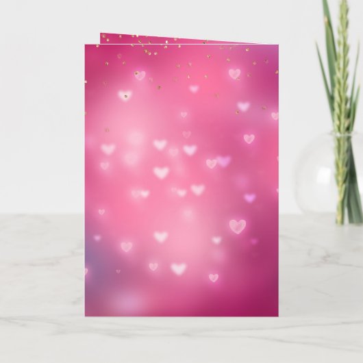Pink Hearts Fox Bunny Glitzy Sweetheart Christmas Kaart (Achterkant)