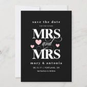 Pink Hearts Future Mrs & Mrs Lesbian Save the Date (Voorkant)
