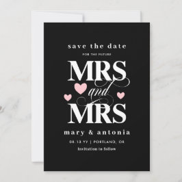 Pink Hearts Future Mrs & Mrs Lesbian Save the Date