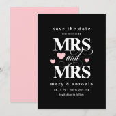 Pink Hearts Future Mrs & Mrs Lesbian Save the Date (Voorkant / Achterkant)