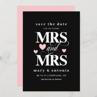 Pink Hearts Future Mrs & Mrs Lesbian Save the Date