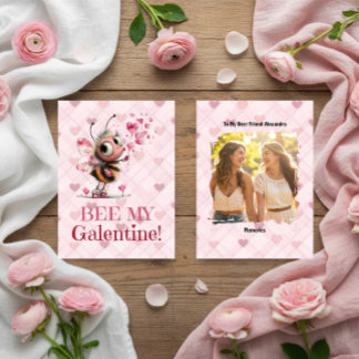 Pink Hearts Galentine's Day Best Friend Card Feestdagenkaart