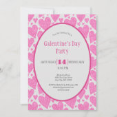 Pink Hearts Galentine's Day Party Kaart (Voorkant)