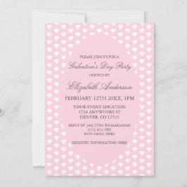 Pink Hearts Galentine's Day Party Kaart