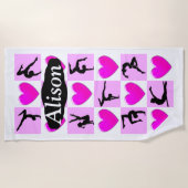 PINK HEARTS GEPERSONALISEERDE GYMNASTIEK STRANDLAK STRANDLAKEN (Voorkant)