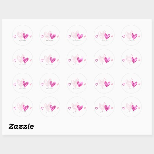 PInk Hearts Gepersonaliseerde Stickers (Vel)