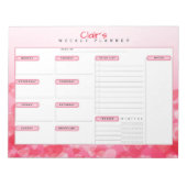 Pink Hearts gepersonaliseerde wekelijkse planner Notitieblok (Voorkant)