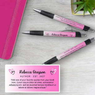 Pink Hearts Gepubliceerd Romance Auteur Quote Pen