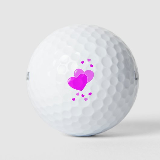 Pink Hearts Girly Golfballen (Voorkant)