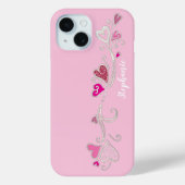 Pink Hearts Glitter Girly Girl Case-Mate iPhone Case (Achterkant)